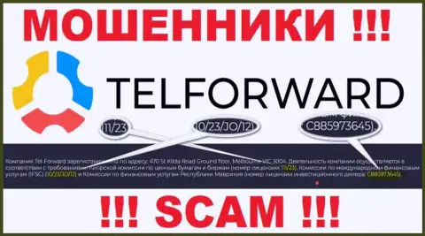 На онлайн-сервисе TelForward есть лицензионный документ, но это не отменяет их мошенническую сущность