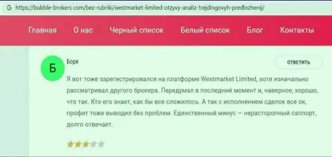 Сайт Bubble Brokers Com разместил информационный материал об Форекс организации WestMarketLimited Com