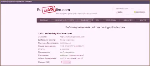 Портал Budrigan Ltd в пределах РФ заблокирован Генпрокуратурой