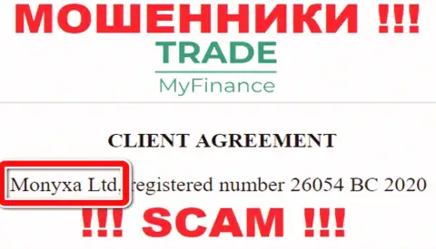 Вы не сможете уберечь собственные финансовые вложения работая с TradeMyFinance Com, даже в том случае если у них имеется юридическое лицо Monyxa Ltd
