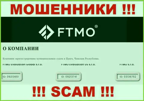 Организация FTMO разместила свой номер регистрации на официальном сайте - 03136752