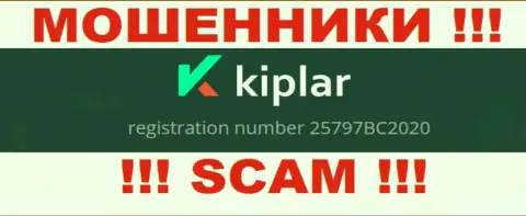 Регистрационный номер компании Kiplar, в которую сбережения лучше не вводить: 25797BC2020