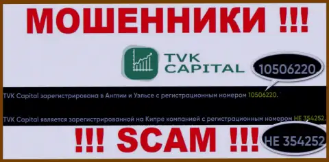Будьте крайне осторожны, наличие номера регистрации у организации TVK Capital (10506220) может быть ловушкой