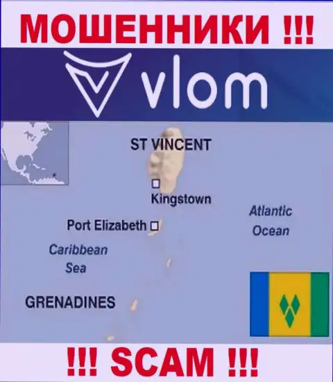 Влом Ком зарегистрированы на территории - Saint Vincent and the Grenadines, остерегайтесь совместного сотрудничества с ними